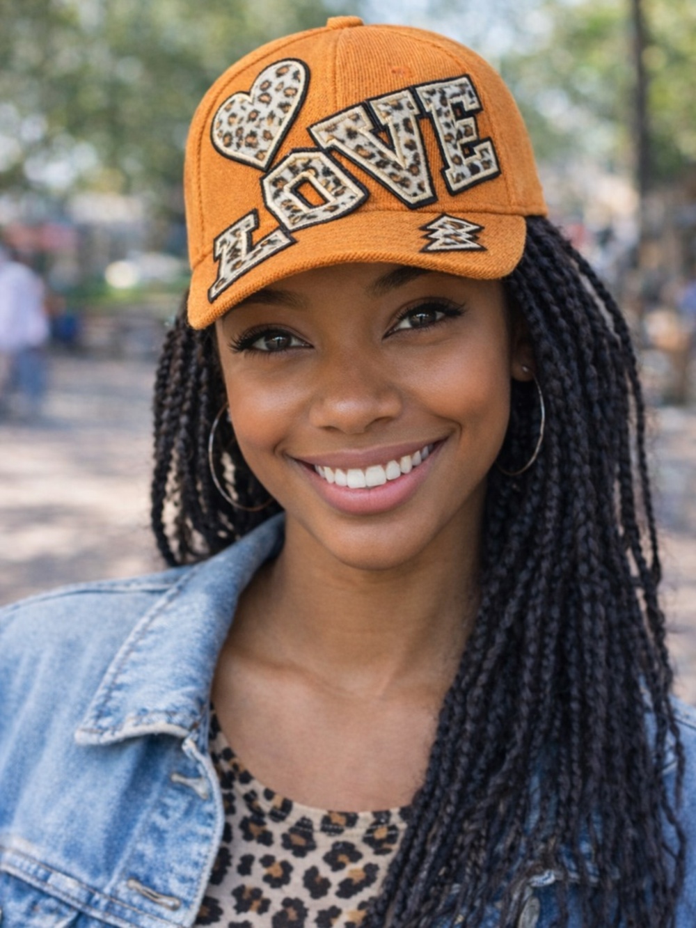 Leopard Print “LOVE” Statement Cap